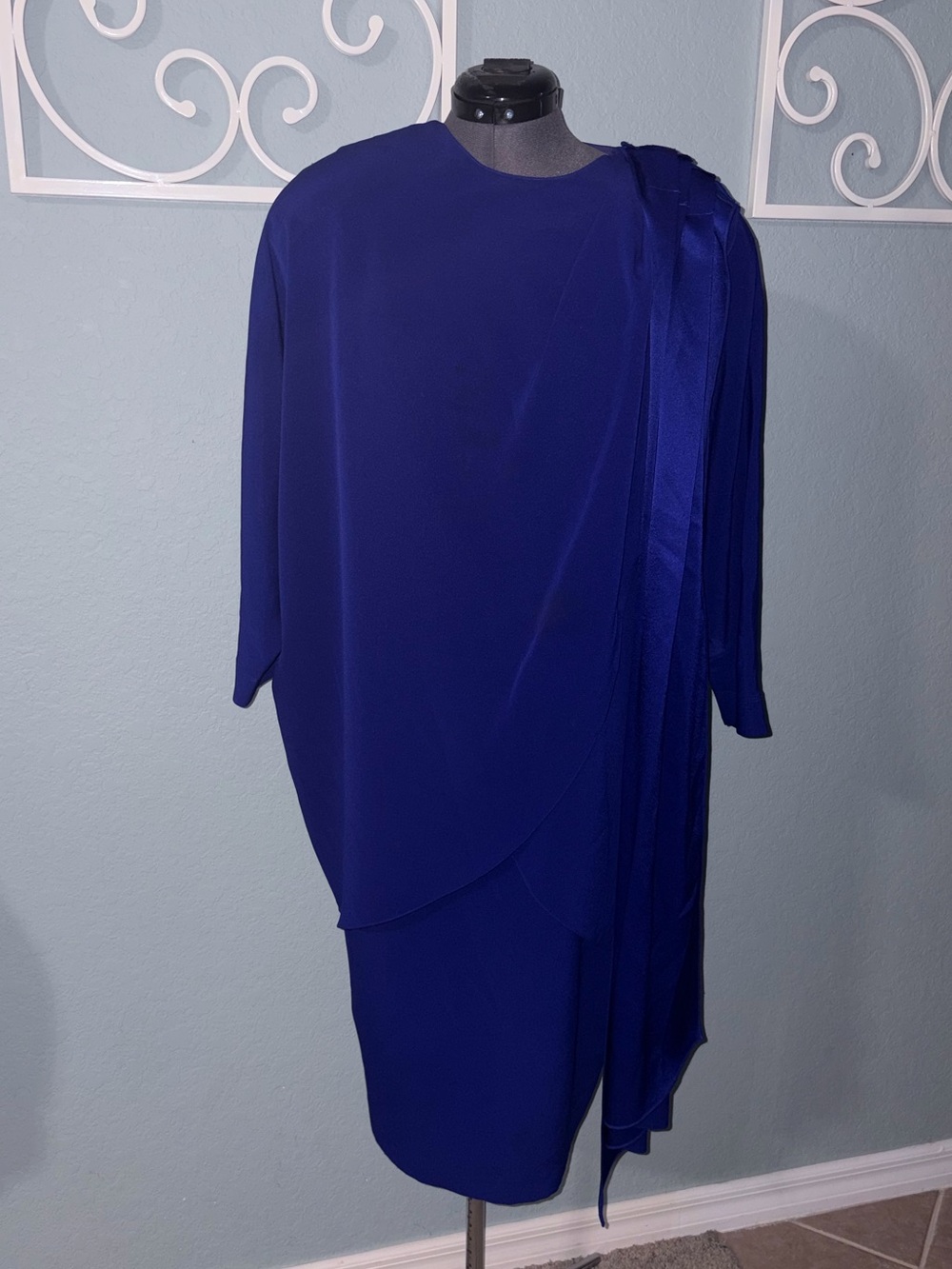Vintage Daymor Couture Batwing Dress Sz 12 Wearable Art Statement Glam 1980โs